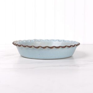 Handmade Stoneware Pie Dish ?C Rustic Araucana Blue Baking Dish