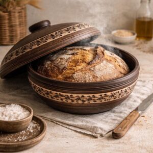 Bread Baker Clay Cloche 28 cm, Terracotta Baking Dish with Lid, Sourdough Bread Pot, Artisan Oven Style Baker
