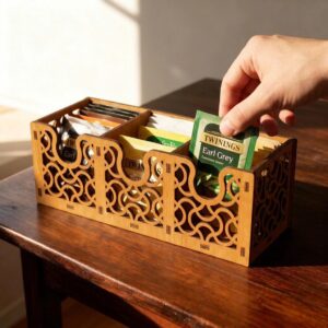 Wooden Tea Bag Organizer Box Tea Storage Holder Tea Caddy Dispenser Kitchen Tea Chest