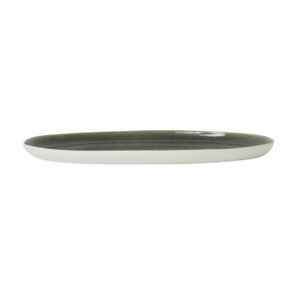 Curved Storm Gray Oval Serving Tray